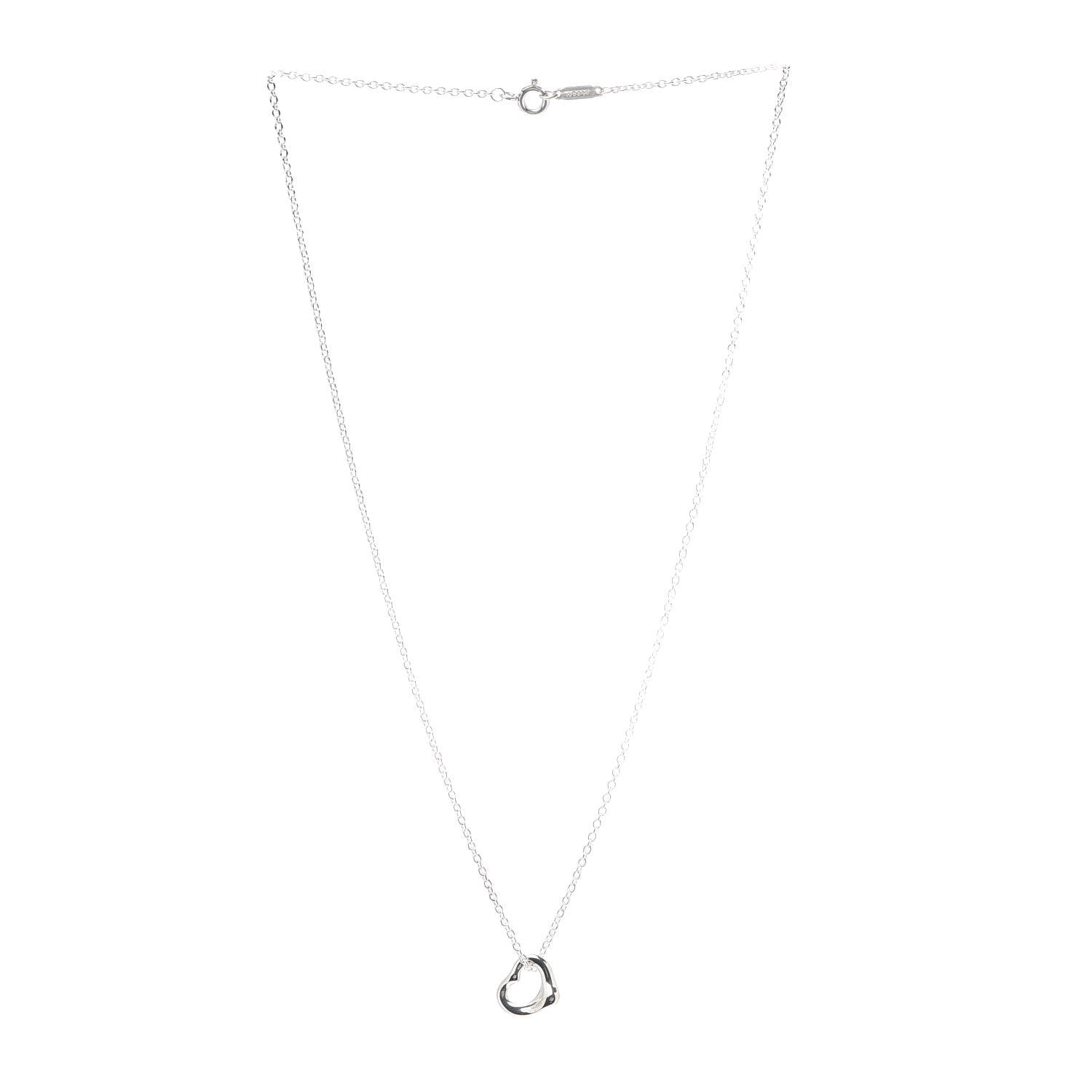 Tiffany Sterling Silver 11mm Elsa Peretti Open Heart Pendant Necklace 3 of 6