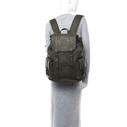 Gucci Piuma Calfskin Jumbo GG Embossed Double Buckle Backpack Vintage Olive 2 of 10