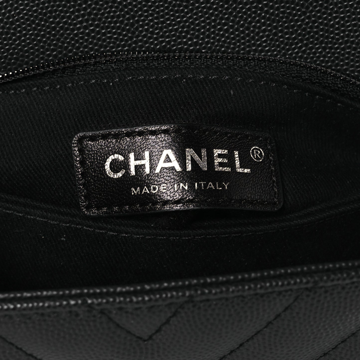 Caviar Chevron Quilted Mini Coco Handle Flap Dark Grey