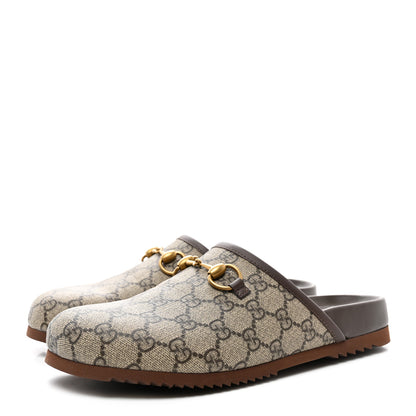 Gucci GG Supreme Monogram Miro Soft Calfskin Mens Horsebit Slippers 6 Beige Ebony New Acero 3 of 9