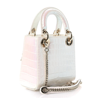 Christian Dior Metallic Alligator Mini Lady Dior White 3 of 11