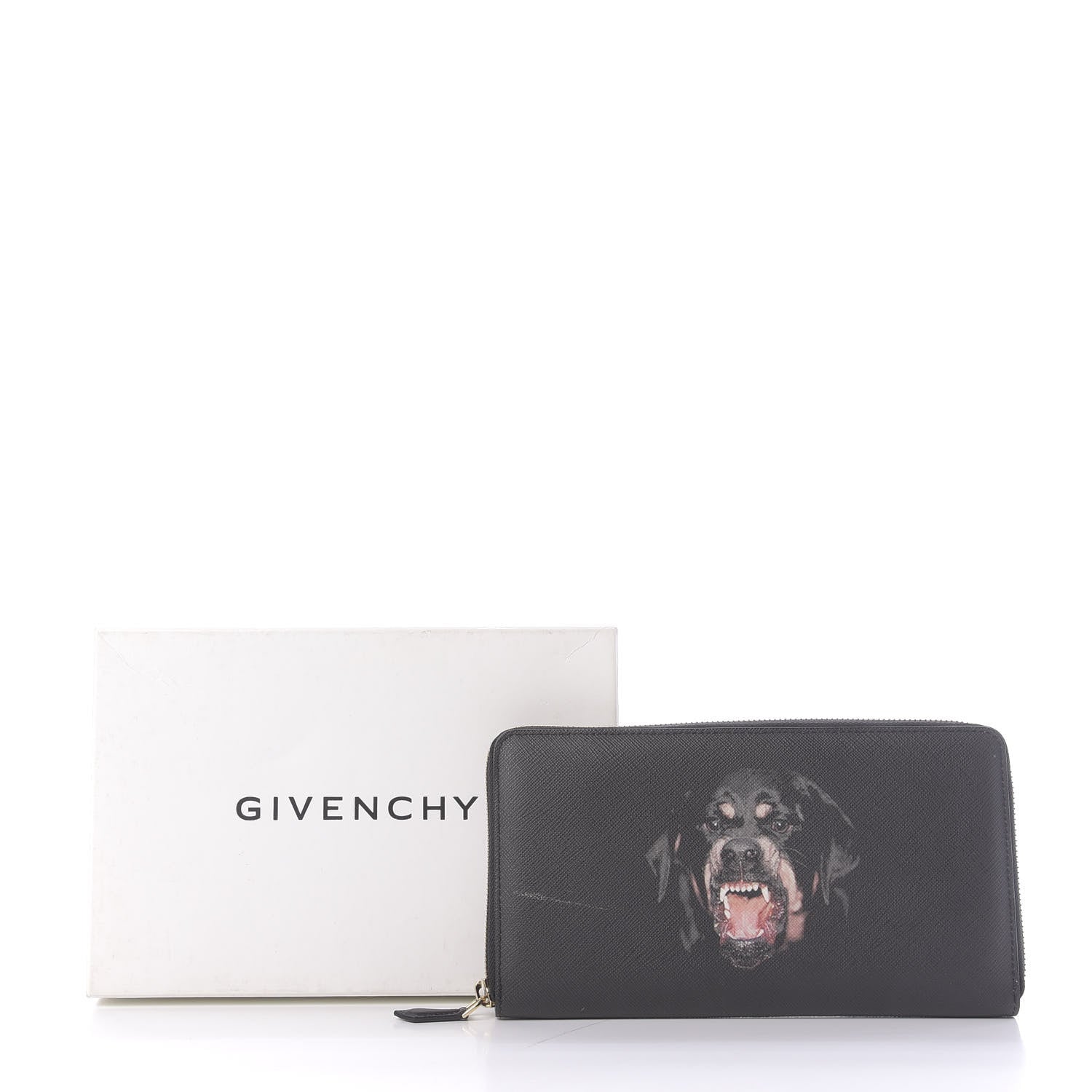 Givenchy Textured Coated Canvas Rottweiler Print Zip Around Wallet Black 12 of 12