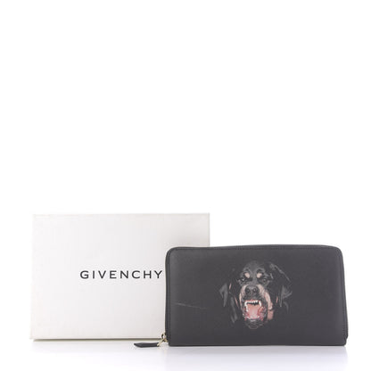 Givenchy Textured Coated Canvas Rottweiler Print Zip Around Wallet Black 12 of 12