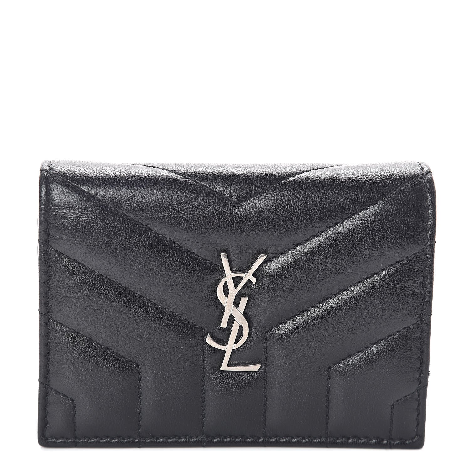 Saint Laurent Lambskin Y Quilted Monogram Loulou Flap Wallet Black 1 of 6