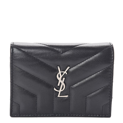 Saint Laurent Lambskin Y Quilted Monogram Loulou Flap Wallet Black 1 of 6