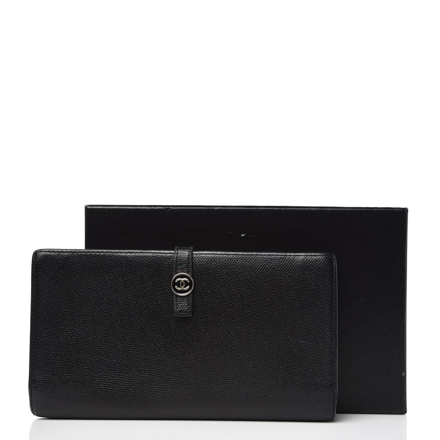 Grained Calfskin CC Button Wallet Black
