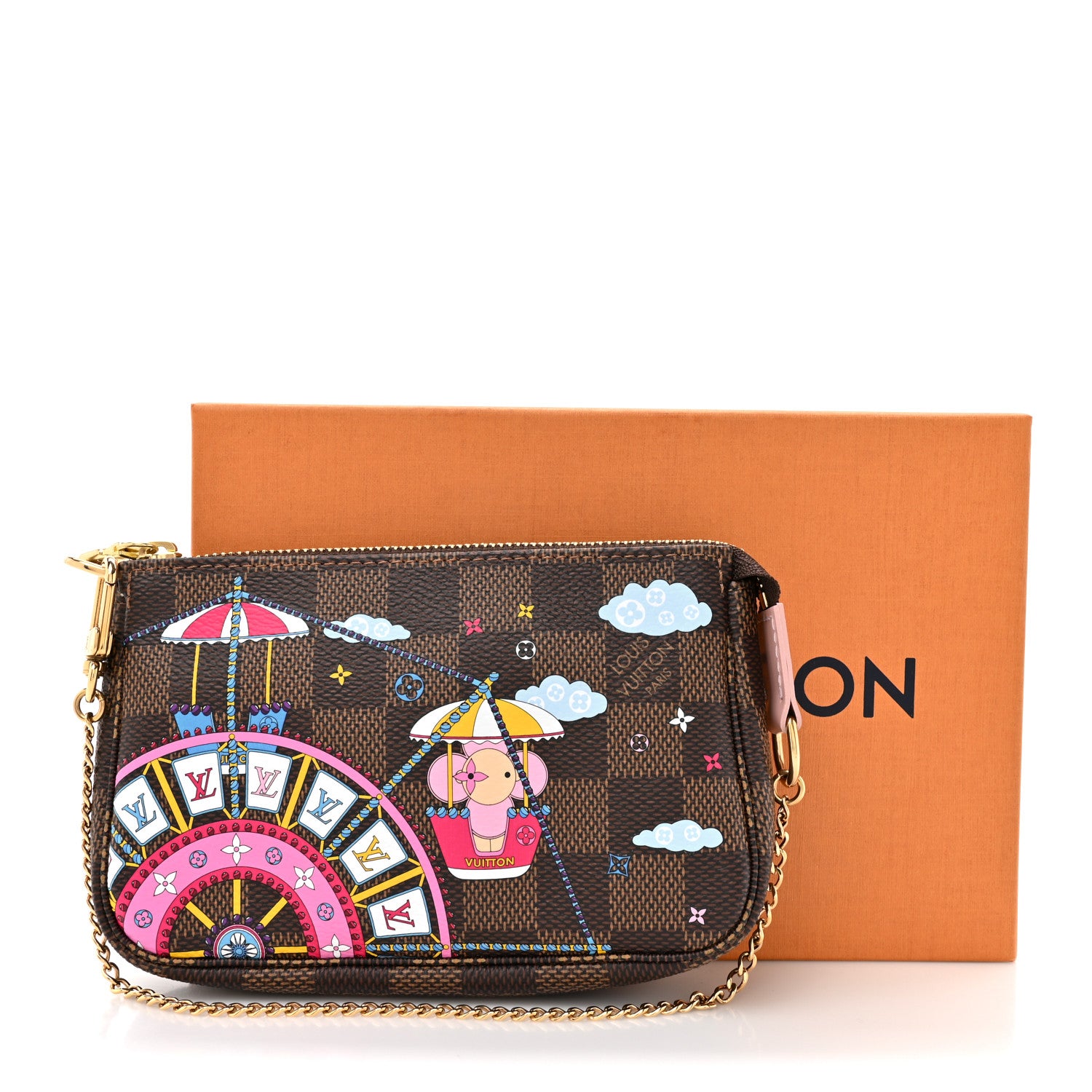 Louis Vuitton Damier Ebene 2020 Christmas Animation Big Wheel Mini Pochette Accessories Rose Ballerine 11 of 11