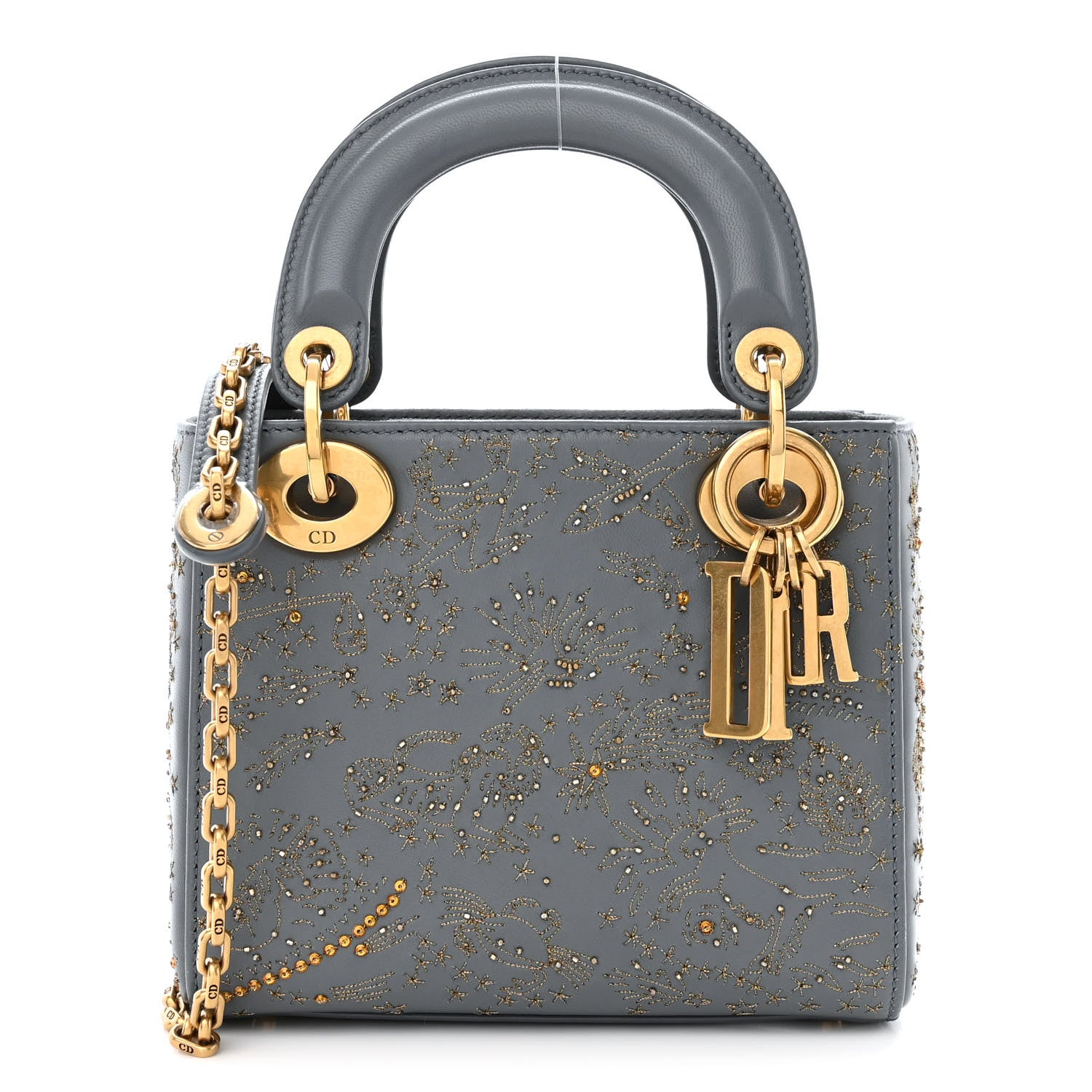 Christian Dior Lambskin Beaded Embroidered Mini Astrology Lady Dior Blue Multicolor 1 of 11