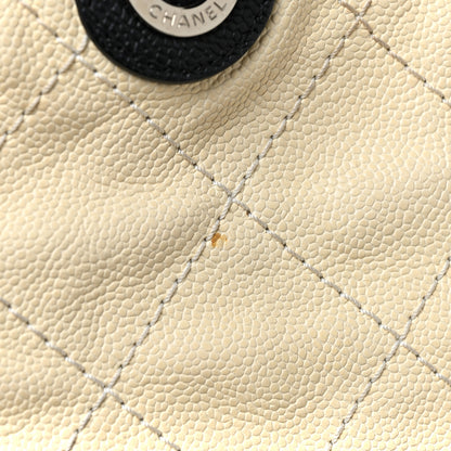 Chanel Grained Calfskin Quilted Small Daily Tote Dark White Black 15 of 16