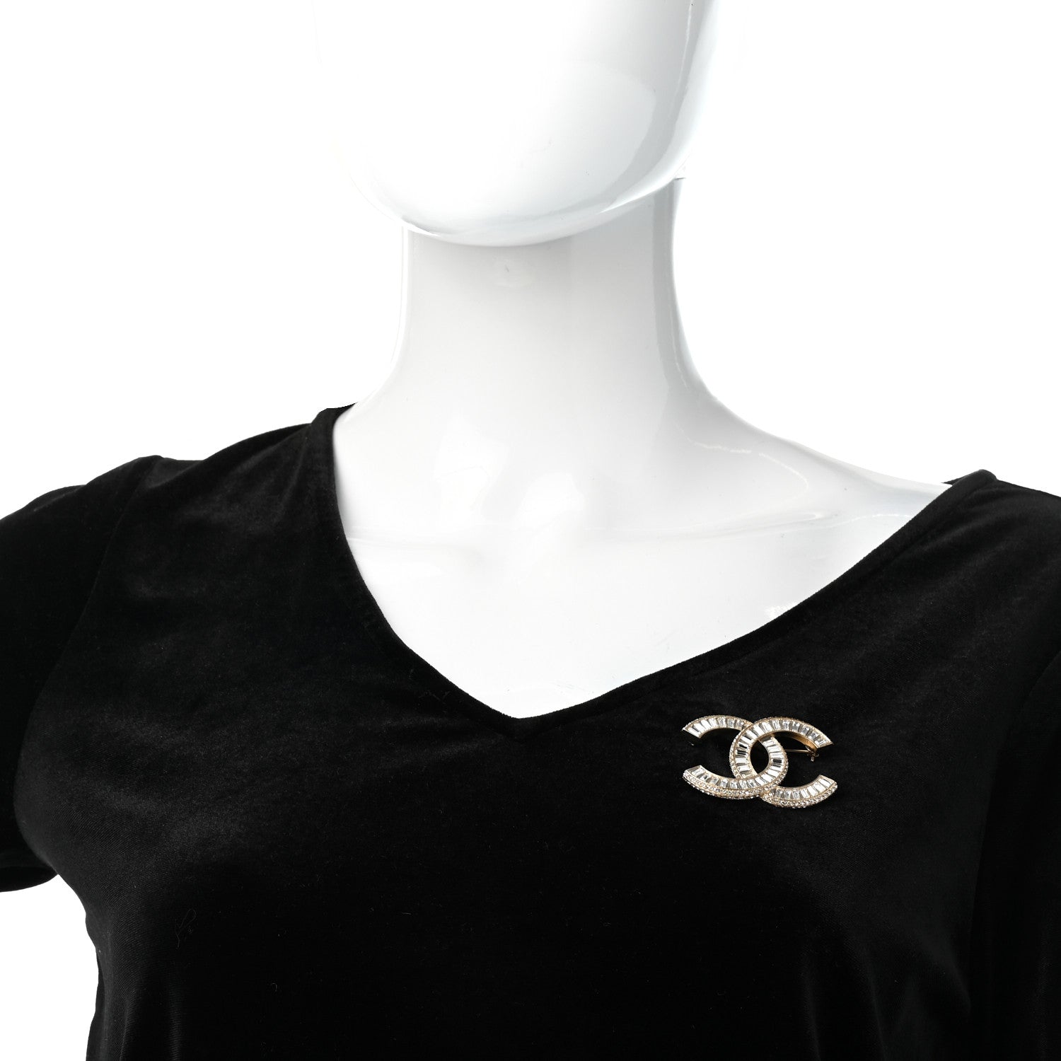 Chanel Baguette Crystal CC Brooch Gold 2 of 4