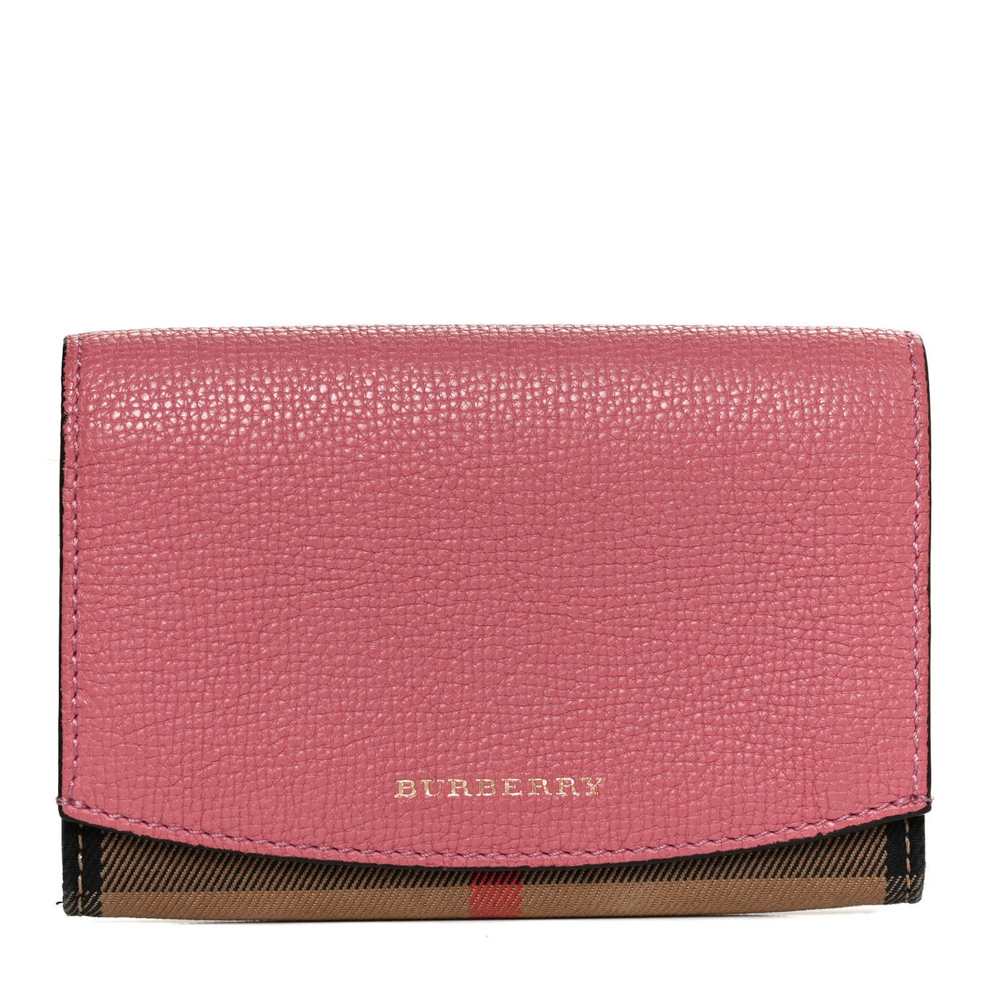 Grainy Calfskin House Check Wellington Wallet Pink