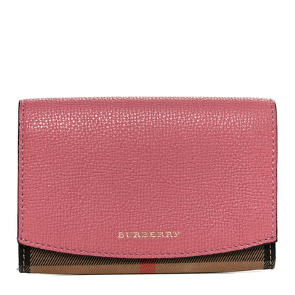 Burberry Grainy Calfskin House Check Wellington Wallet Pink 1 of 10