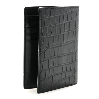 Saint Laurent Crocodile Embossed Passport Holder Black 3 of 6