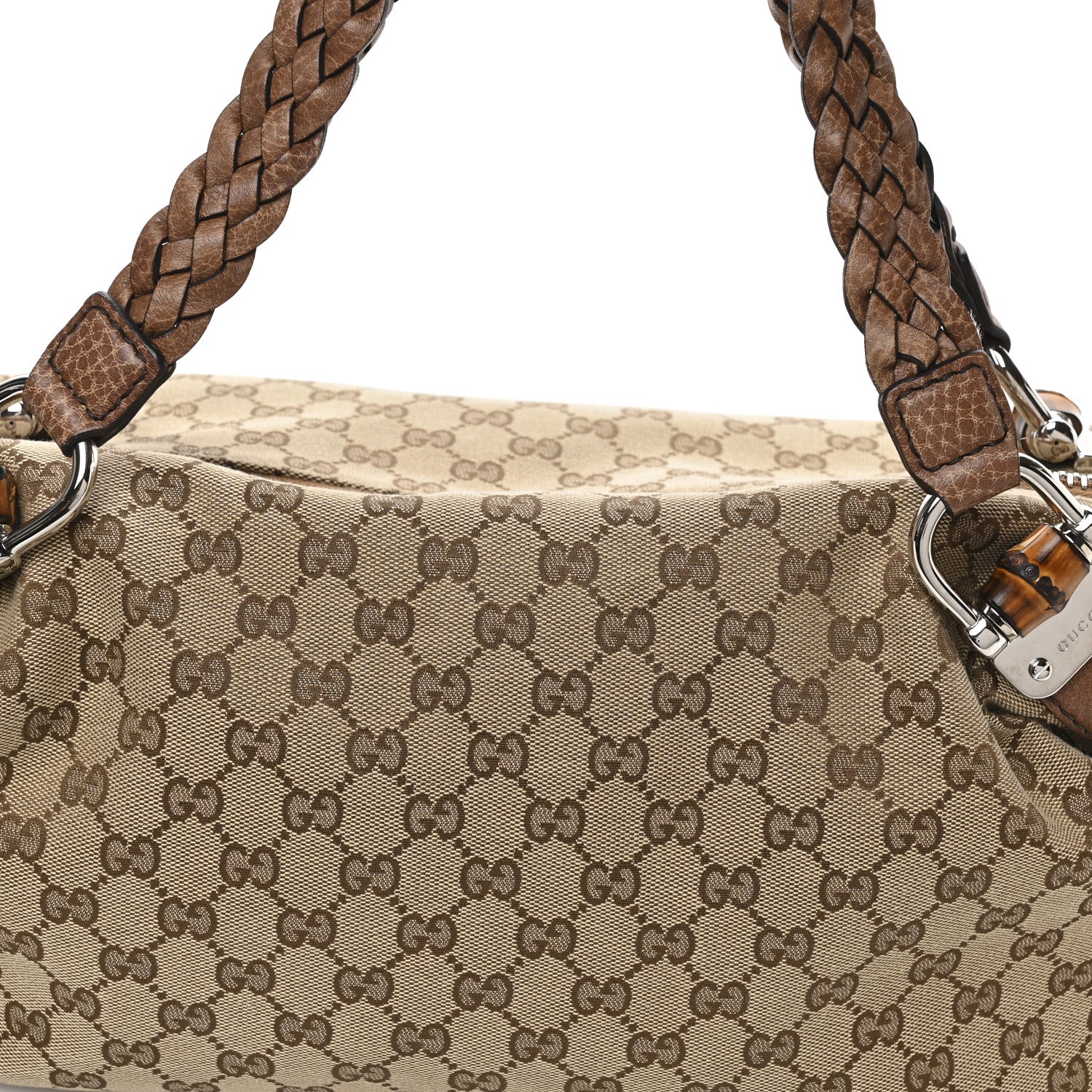 Gucci Monogram Bamboo Bar Medium Tote Brown 8 of 11