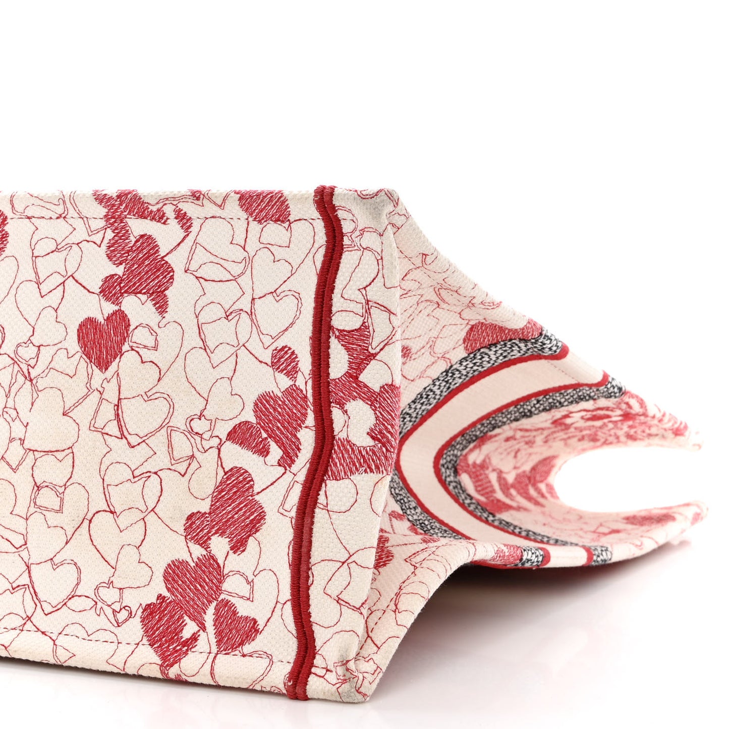 Canvas Embroidered Large Dioramour D-Royaume Book Tote Red Multicolor