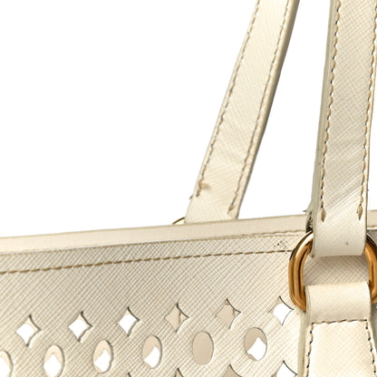 Prada Saffiano Perforated Tote Talco 17 of 21