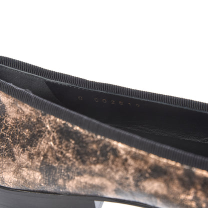 Chanel Laminated Suede Goatskin Cap Toe CC Ballerina Flats 37.5 Bronze 9 of 10