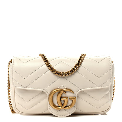 Gucci Calfskin Matelasse Super Mini GG Marmont Shoulder Bag White 1 of 10
