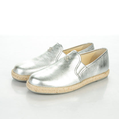 Chanel Crumpled Lambskin CC Espadrilles 39 Silver 3 of 8