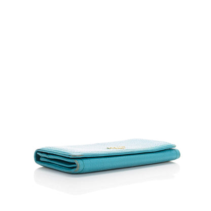 Prada Vitello Daino Continental Flap Wallet Pavone 4 of 8