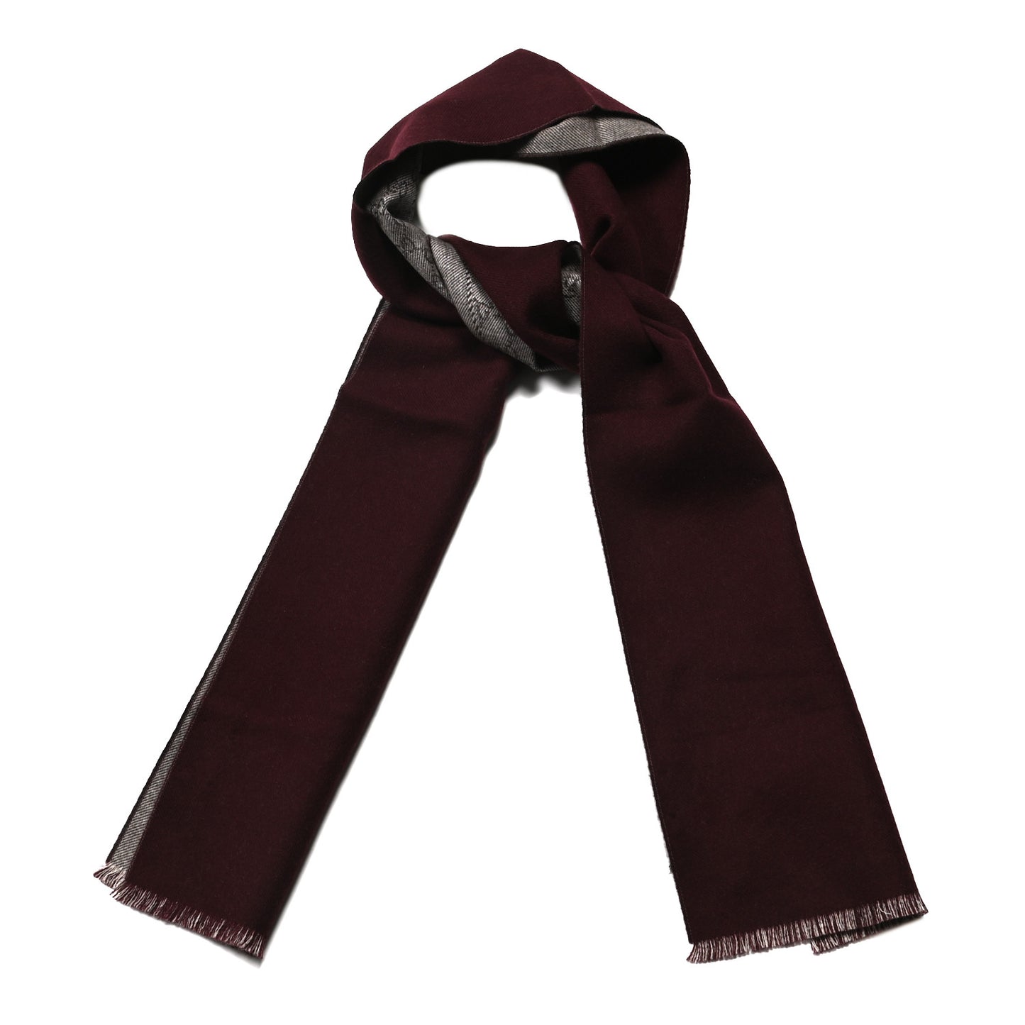Wool GG Monogram Lonarin Fringe Scarf Burgundy