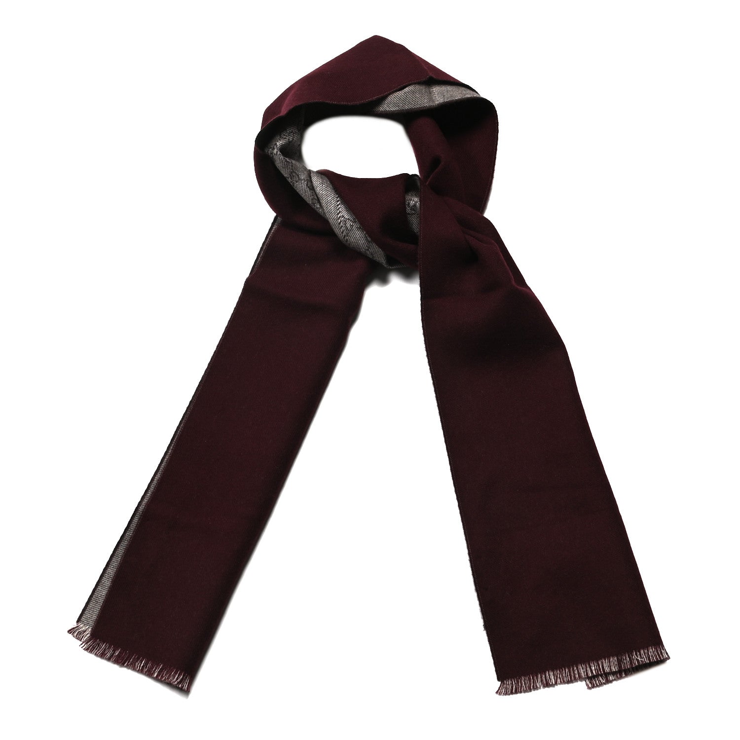 Gucci Wool GG Monogram Lonarin Fringe Scarf Burgundy 1 of 4