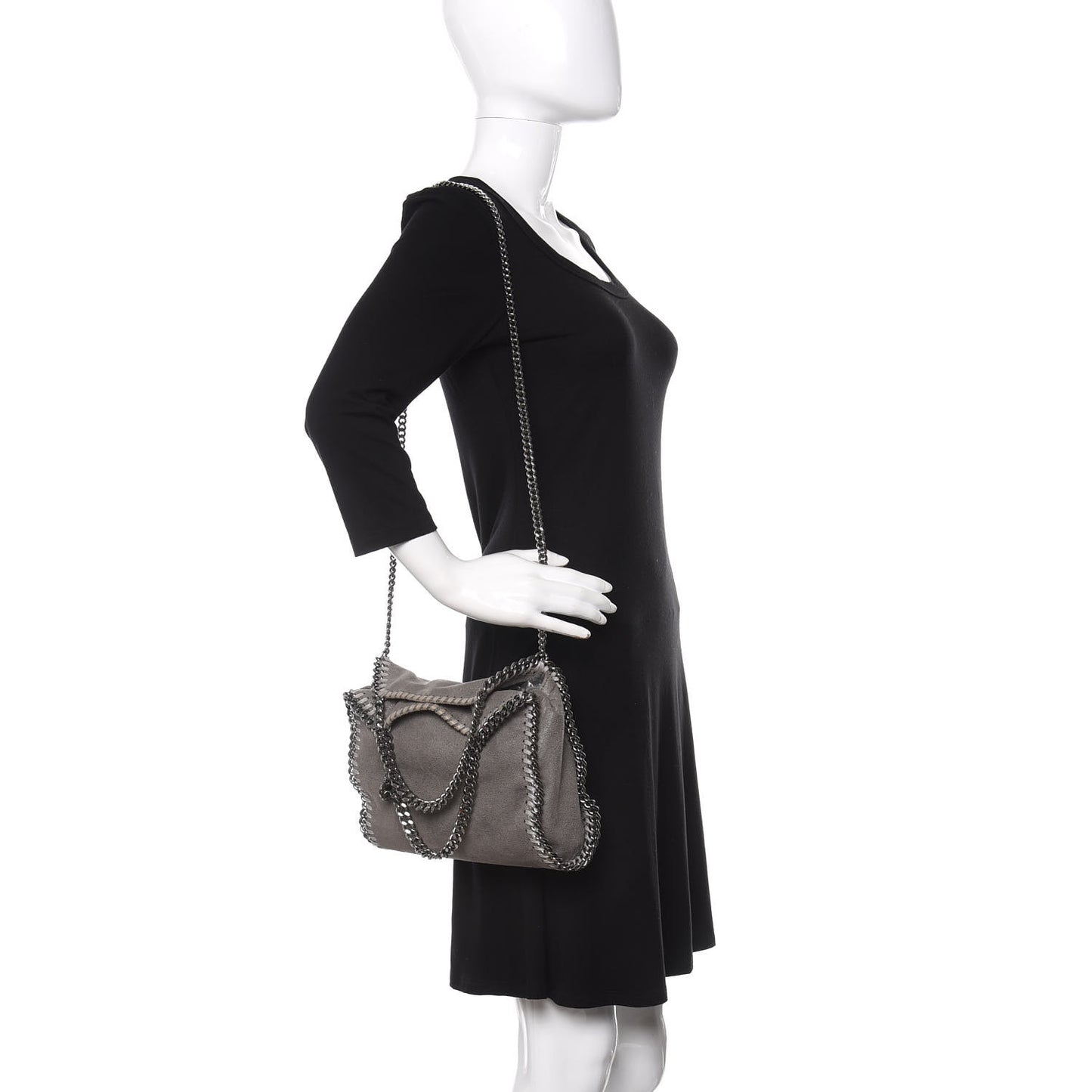 Shaggy Deer Mini Falabella Fold Over Tote Light Grey
