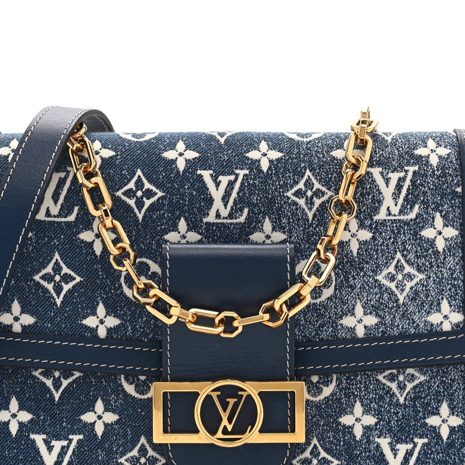 Louis Vuitton Denim Monogram Jacquard Dauphine MM Bleu 7 of 9
