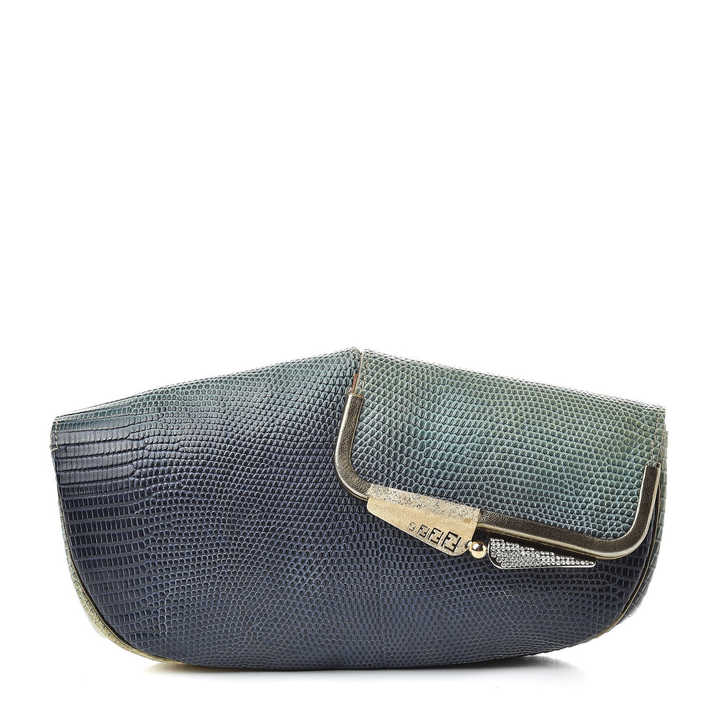 Lizard Ombre Origami Borderline Clutch Green
