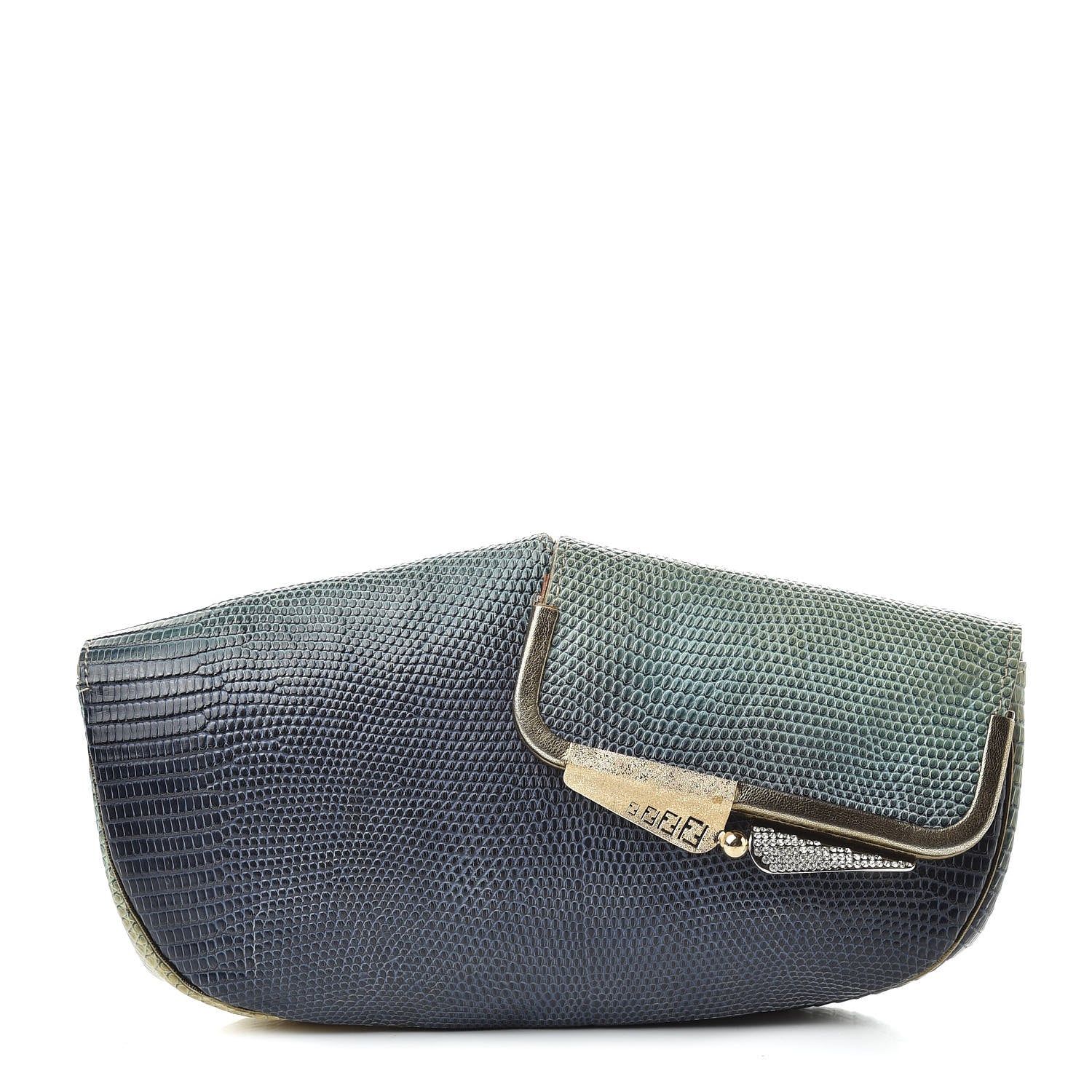 Fendi Lizard Ombre Origami Borderline Clutch Green 1 of 10