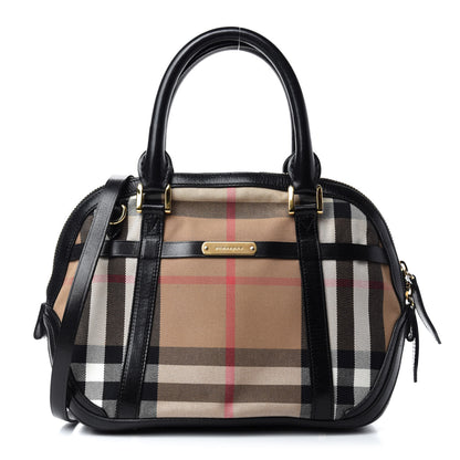 Burberry Bridle Calfskin House Check Small Orchard Bowling Bag Black 1 of 17