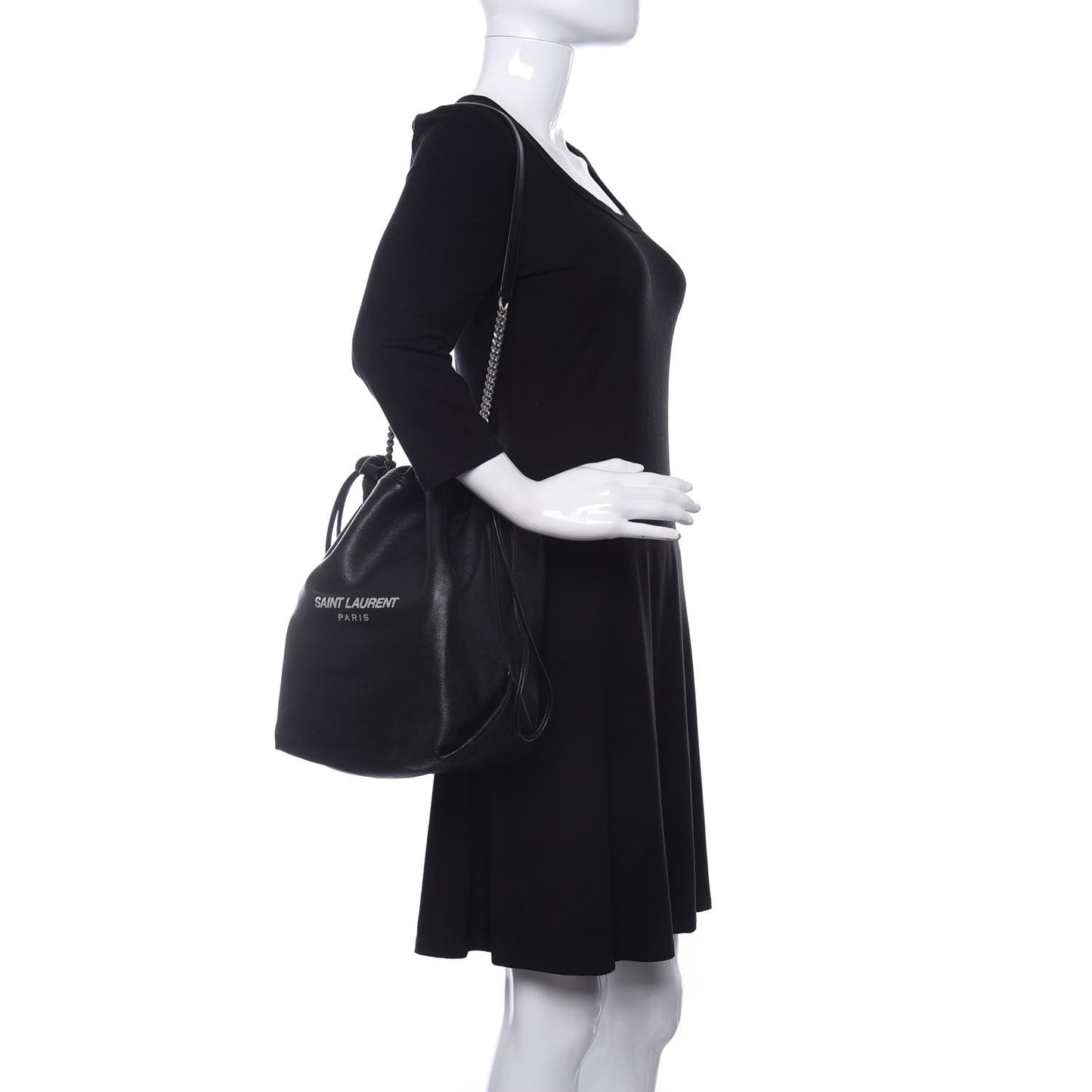 Lambskin Teddy Drawstring Bag Black