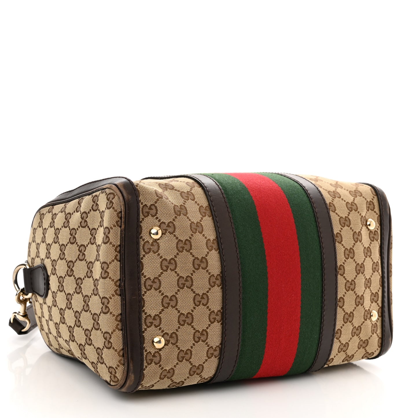 Monogram Selleria Calfskin Vintage Web Medium Boston Beige Ebony Cocoa