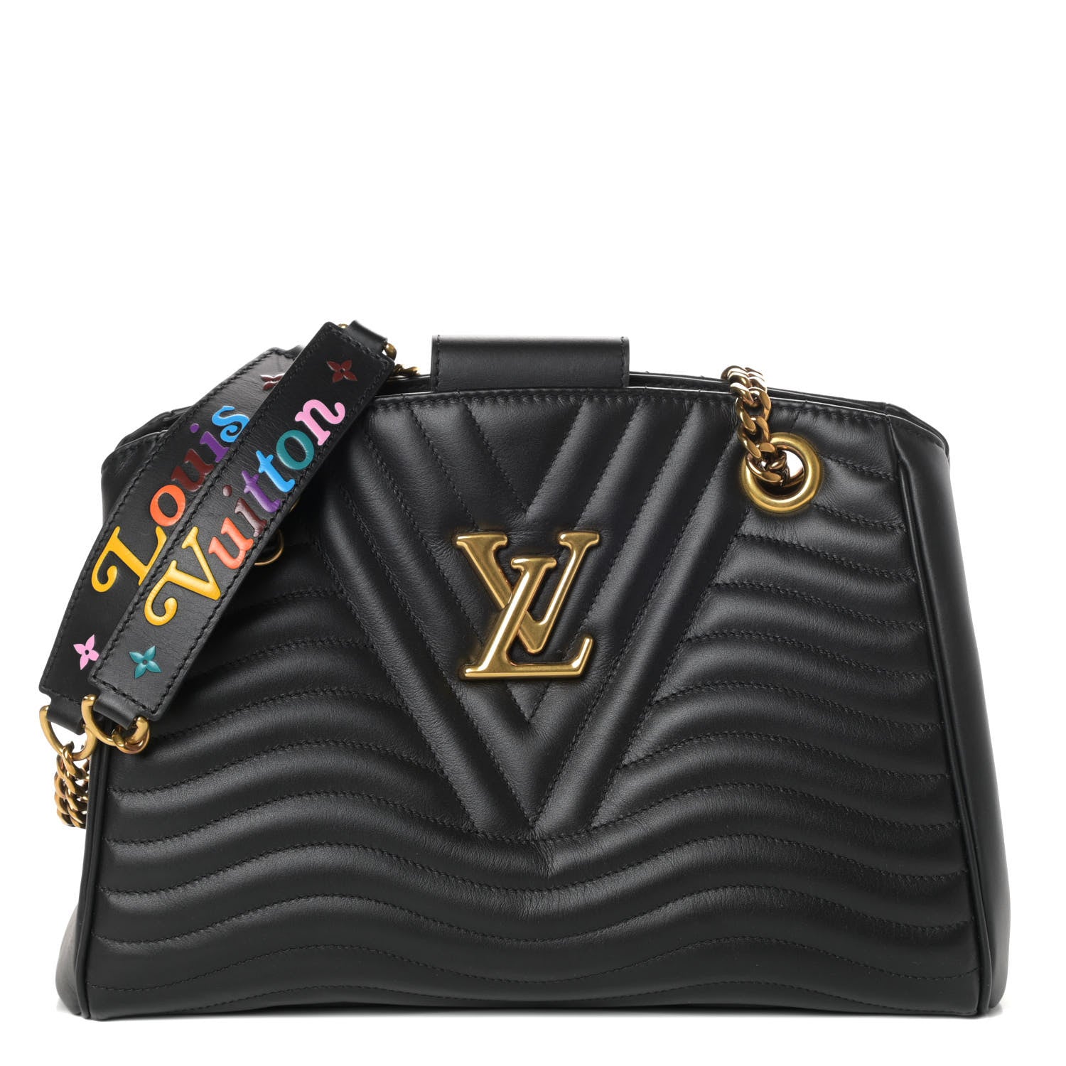 Louis Vuitton Calfskin New Wave Chain Tote Black 1 of 9