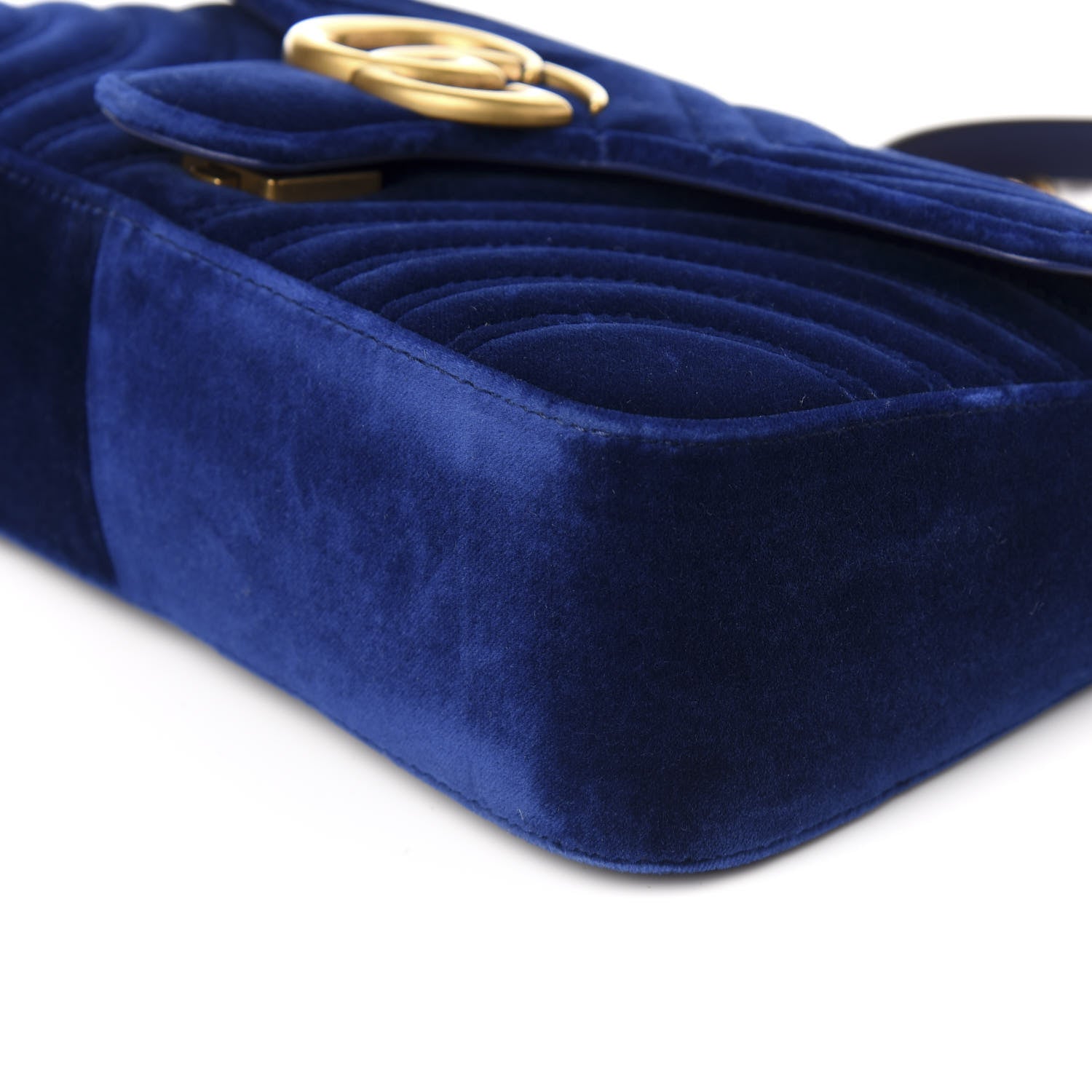 Gucci Velvet Matelasse Small GG Marmont Shoulder Bag Cobalt Blue 9 of 9