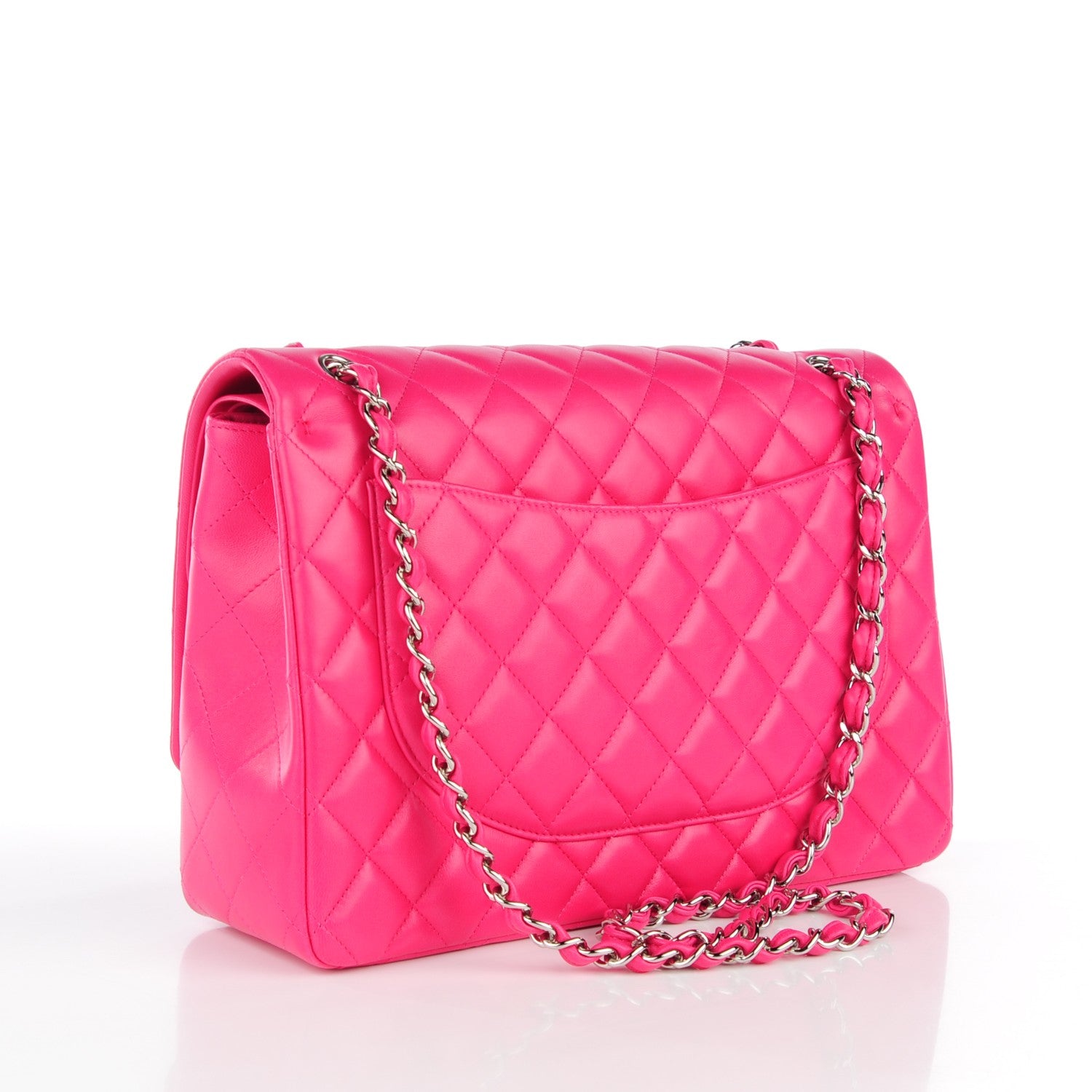 Chanel Lambskin Quilted Maxi Double Flap Fuchsia 3 of 9