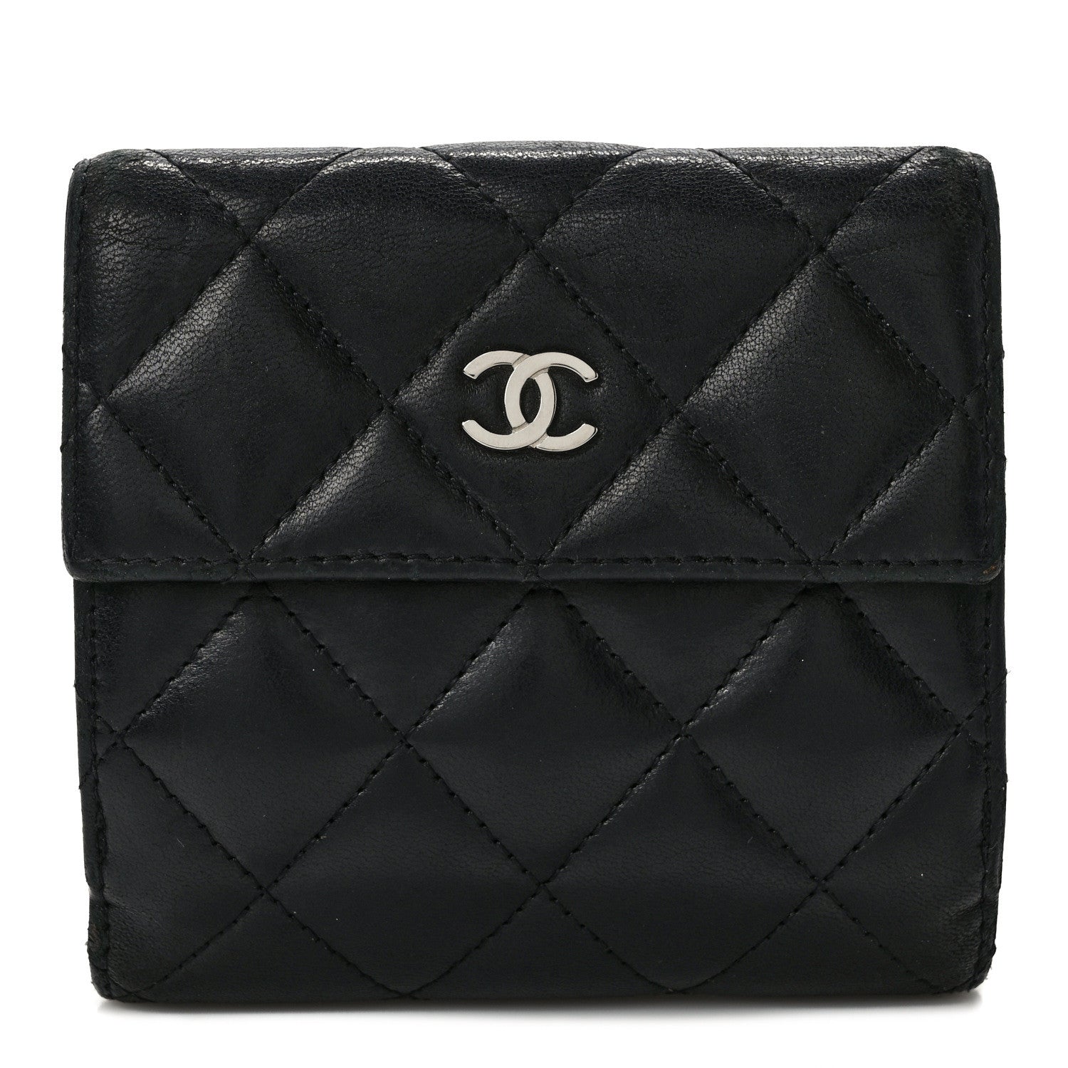 Chanel Lambskin Quilted Compact French Flap Wallet Black 1 of 10