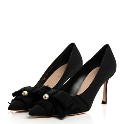 Christian Dior Grosgrain Pearl Fringe Adiorable Pumps 36 Black 3 of 9