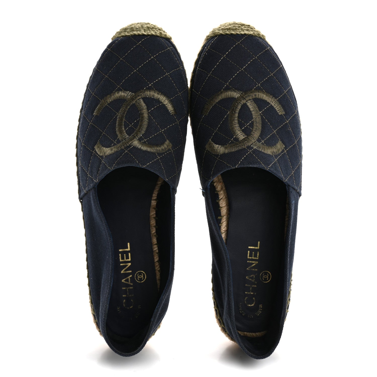 Chanel Fabric Biarritz CC Espadrilles 41 Blue Green 2 of 13