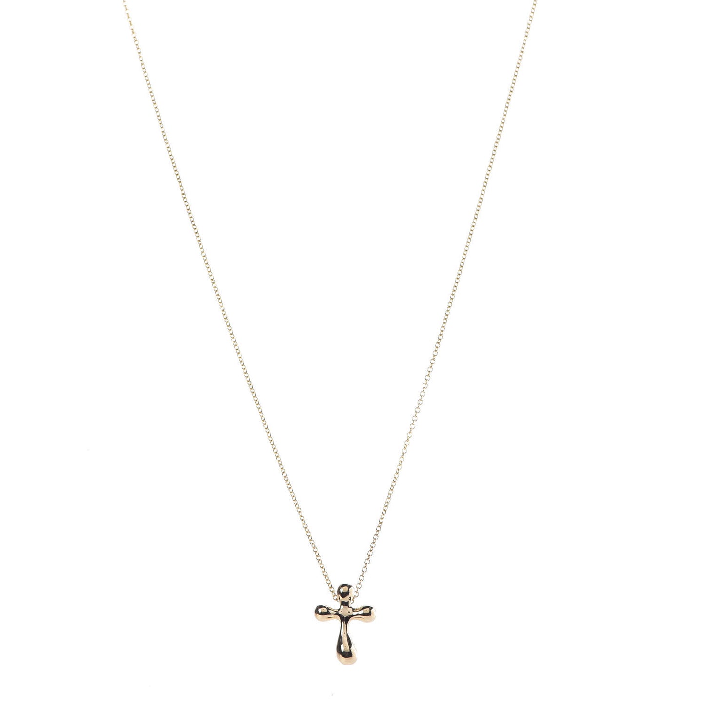 18K Yellow Gold 12mm Elsa Peretti Cross Pendant Necklace