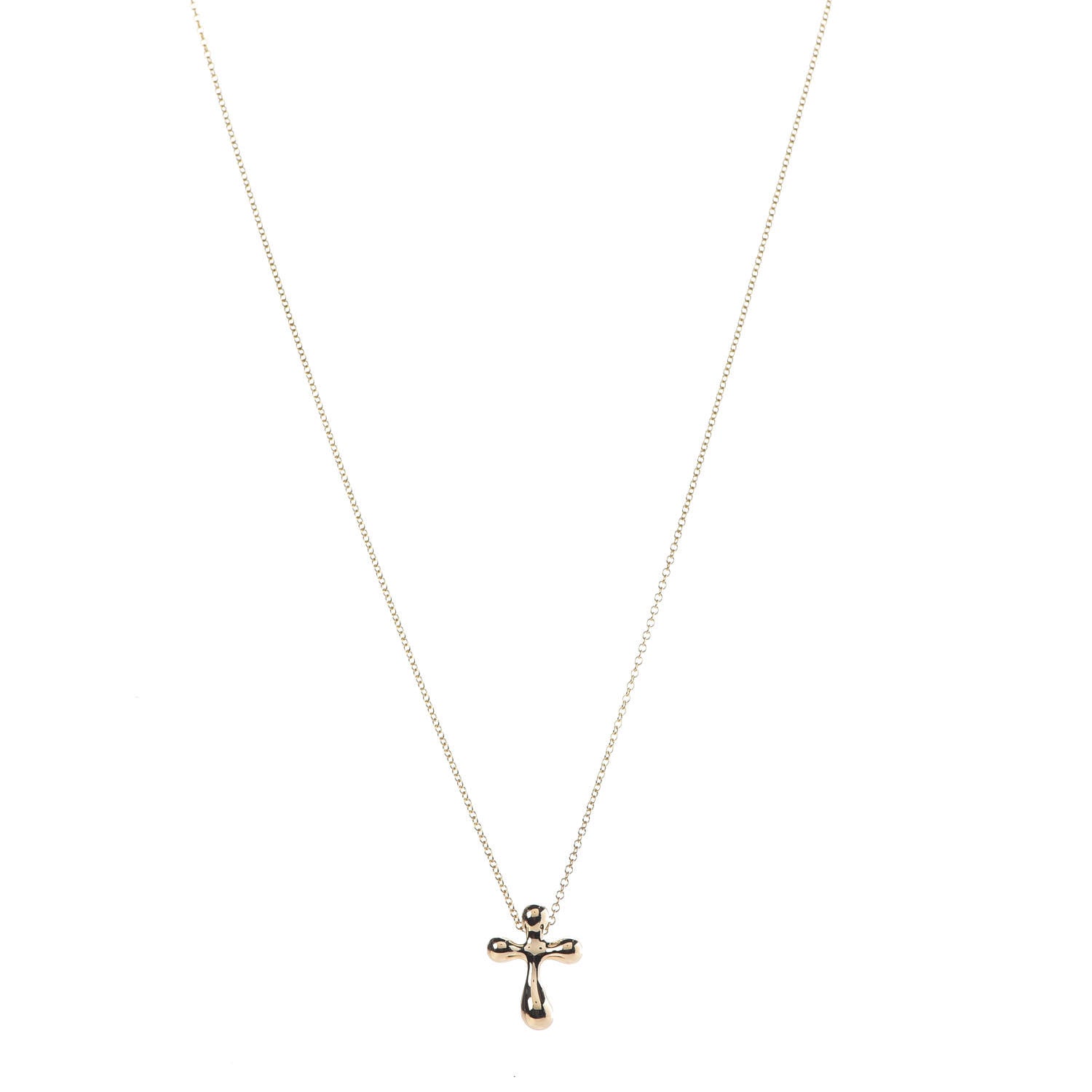 Tiffany 18K Yellow Gold 12mm Elsa Peretti Cross Pendant Necklace 1 of 6
