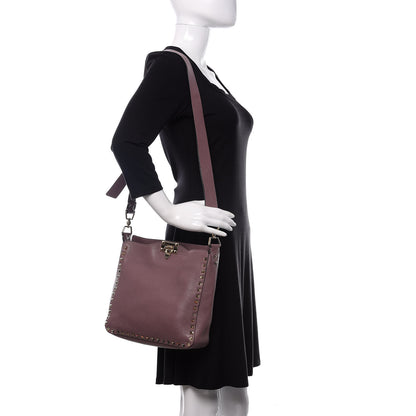 Valentino Garavani Pebbled Calfskin Small Rockstud Flip-Lock Messenger Bag Dark Mauve 2 of 9