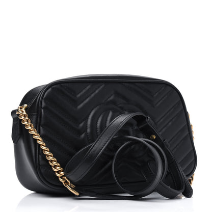 Gucci Calfskin Matelasse Small GG Marmont Chain Shoulder Bag Black 2 of 4
