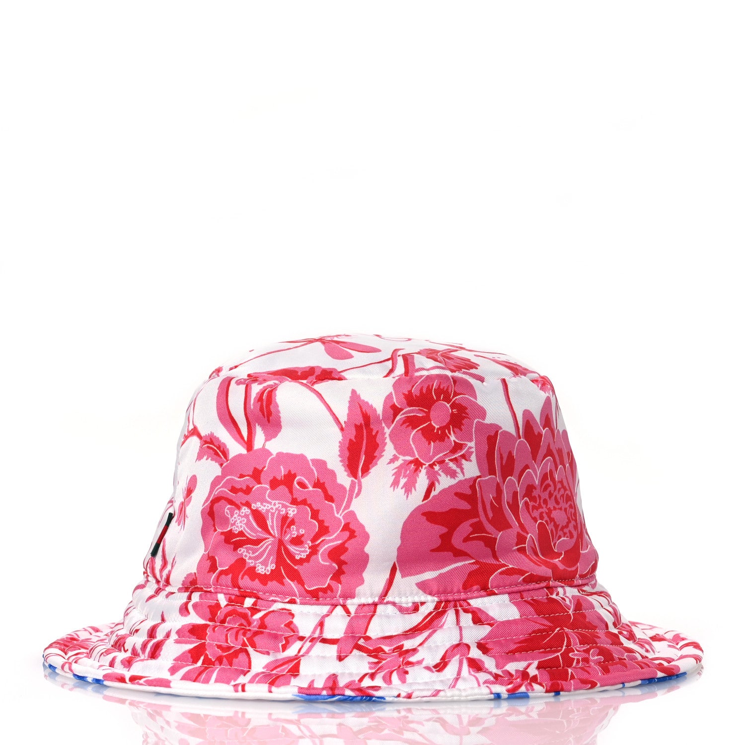 Gucci Silk Monogram Bob Reversible Flora Bucket Hat with Pouch  Pink Blue White 8 of 16