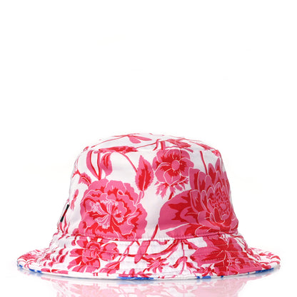 Gucci Silk Monogram Bob Reversible Flora Bucket Hat with Pouch  Pink Blue White 8 of 16