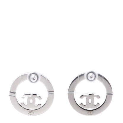 Chanel Crystal CC Round Earrings Silver 4 of 5