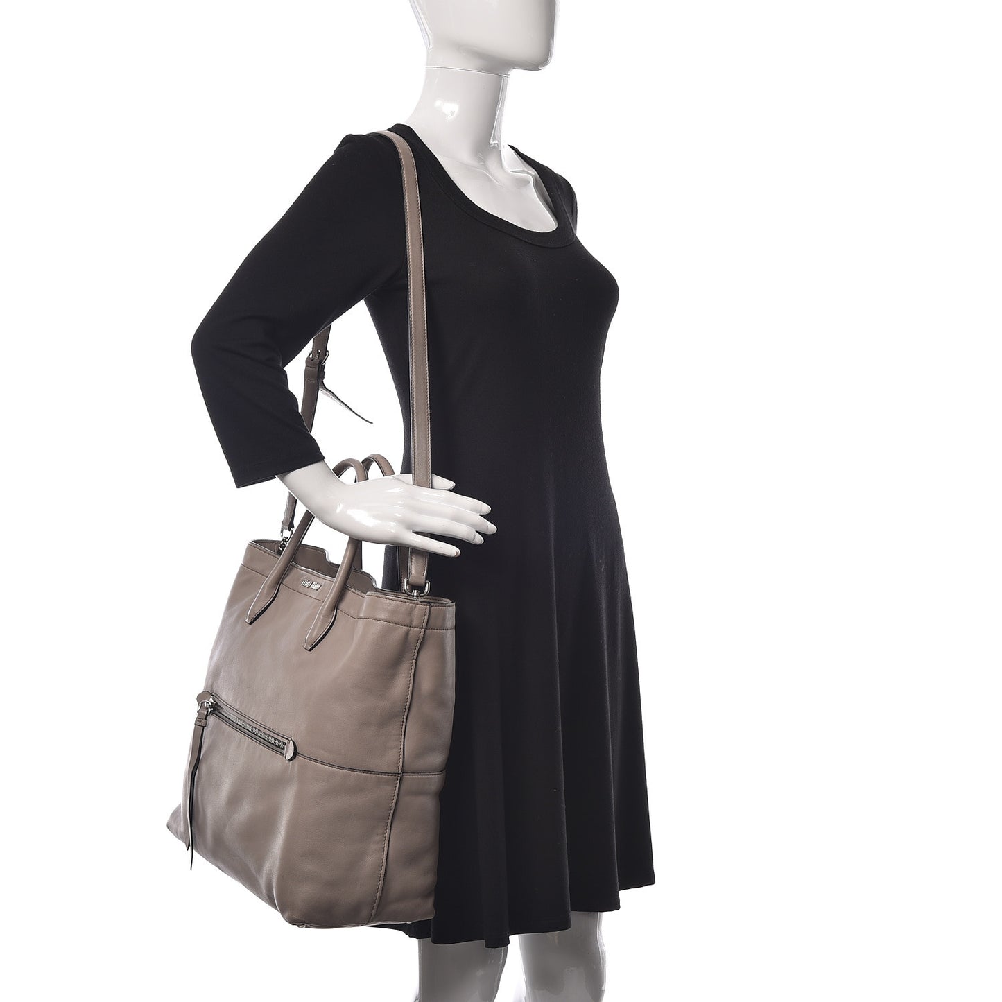 Vitello Soft Calfskin Shopping Tote Fumo