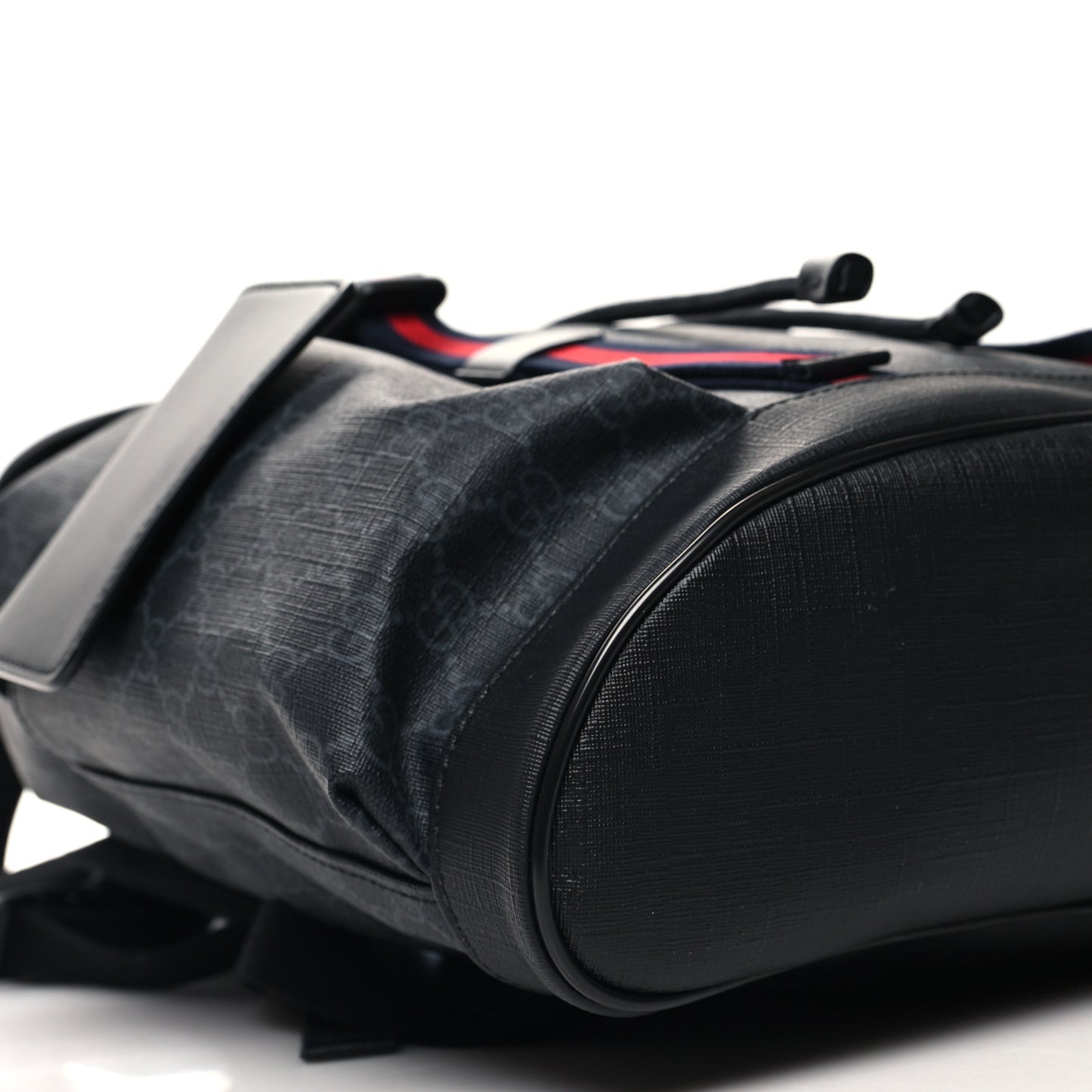 Soft GG Supreme Monogram Calfskin Web Double Buckle Backpack Black