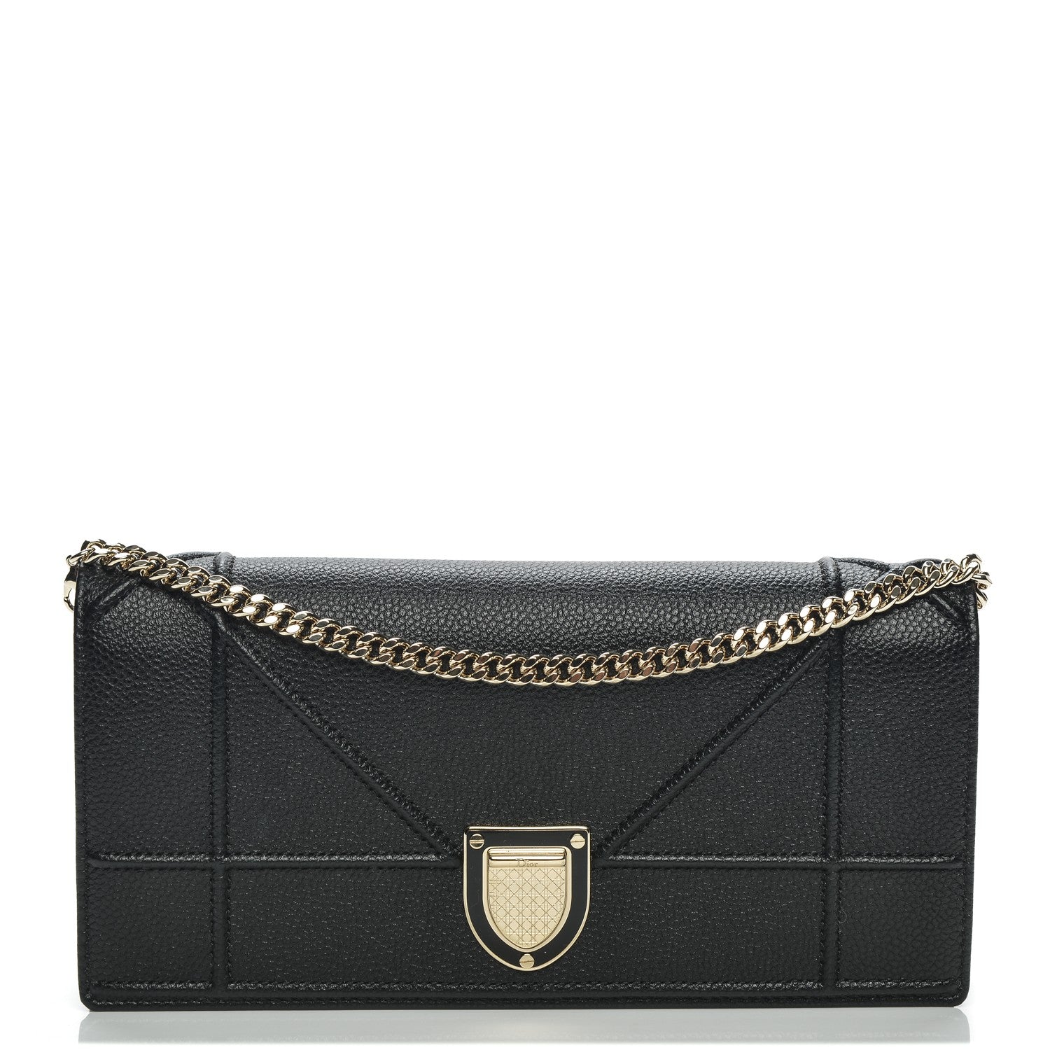 Christian Dior Grained Calfskin Diorama Croisiere Chain Wallet Black 1 of 7