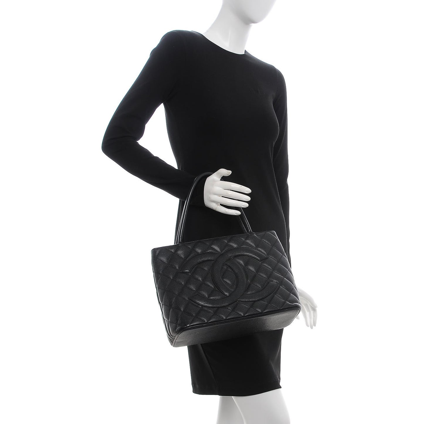 Caviar Quilted Medallion Tote Black